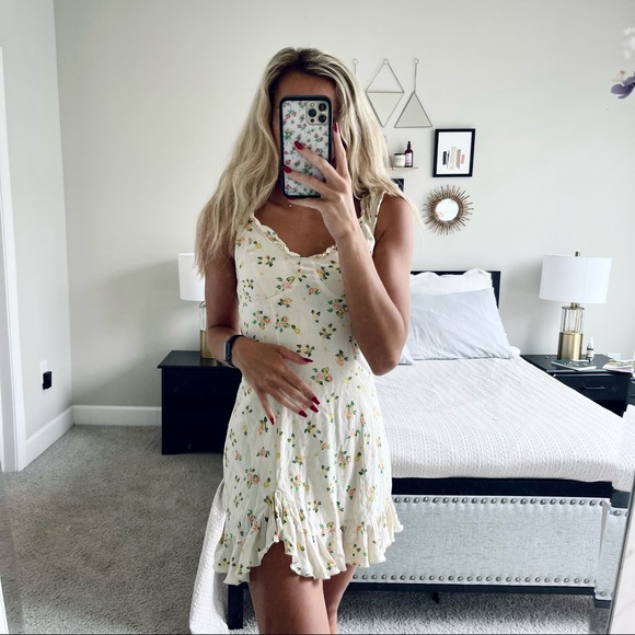 Free People Light Yellow Floral Ruffled Sundress - Picture 2 of 5
